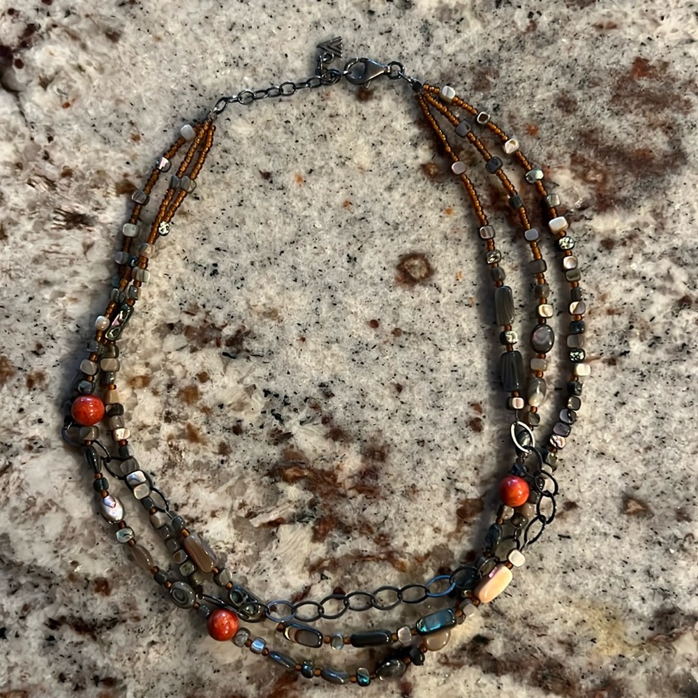 Silpada .925 3 strand coral necklace